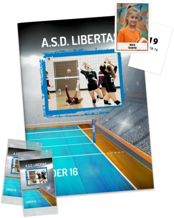 plantilla de álbum de cromos personalizado con fotos del equipo de voleibol