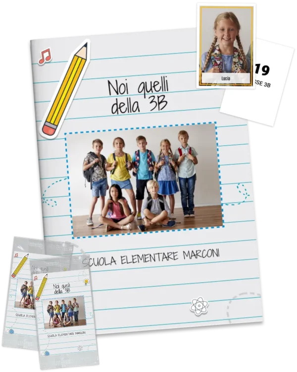 plantilla de álbum de cromos personalizado con fotos de los alumnos para un regalo único