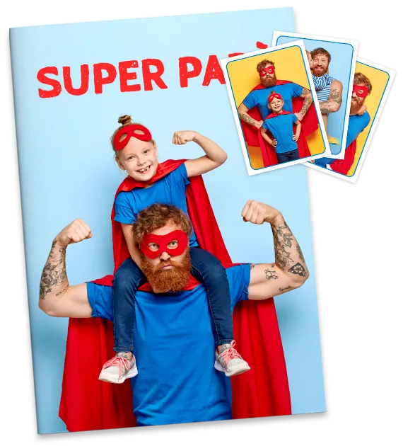 álbum de cromos del Día del Padre personalizados con foto