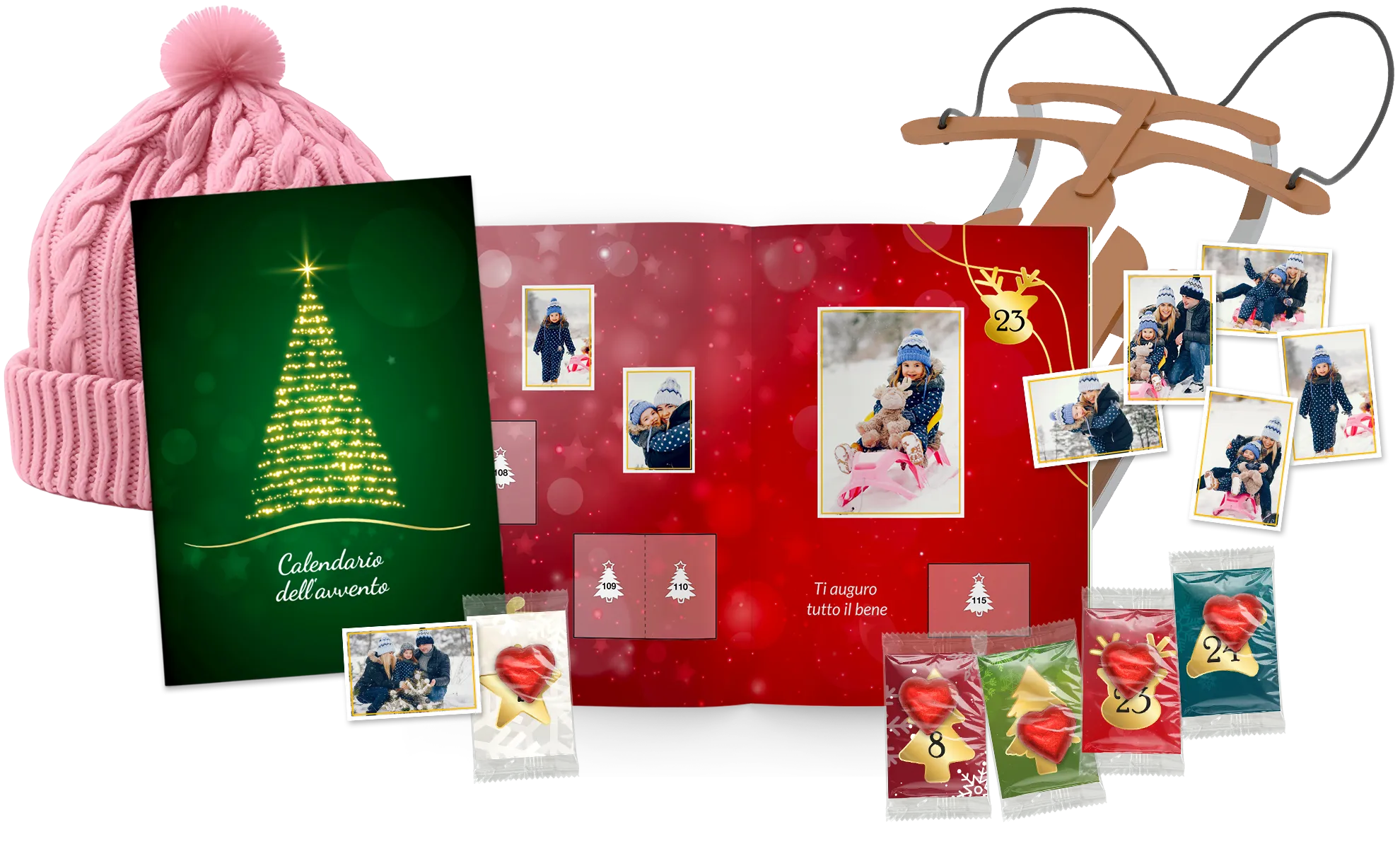 calendario de Adviento con el álbum de cromos personalizado con tus fotos