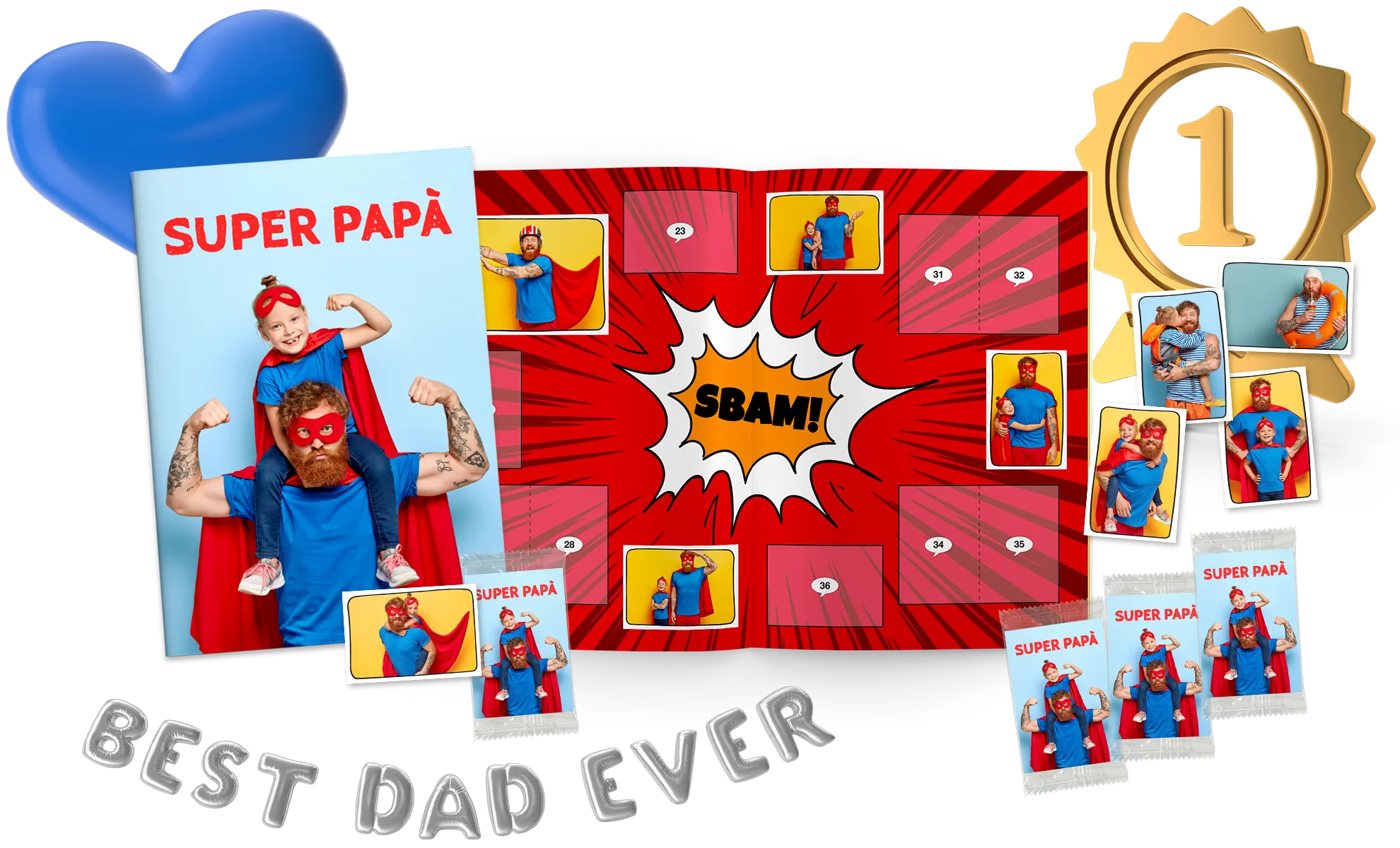 álbum de cromos del Día del Padre personalizados con foto
