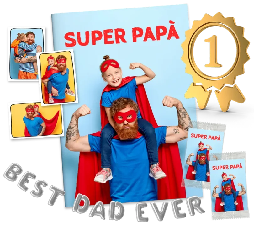 álbum de cromos del Día del Padre personalizados con foto