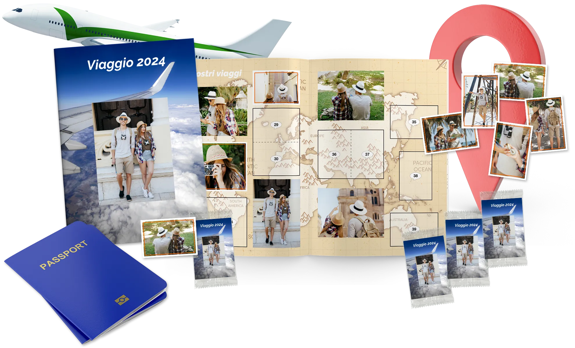 Álbum de figuritas de viaje personalizado con tus fotos de recuerdo