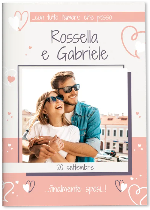 álbum de cromos de boda personalizado con las fotos de los novios