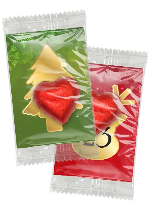 sobres de cromos numeradas de adviento con chocolate